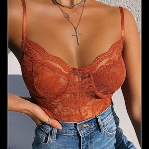 Rust lace bodysuit